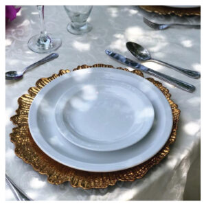 Plato Base Floral dorado